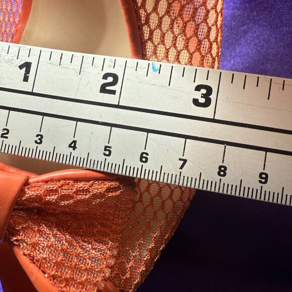 📌Michael  Fishnet Slingback 5.5" High Hell Sandals with Platform an Bow 9.5 M - Picture 12 of 16